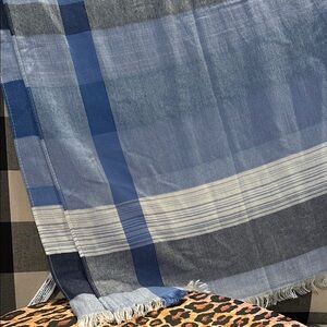 Talbots Blue and White Plaid Scarf